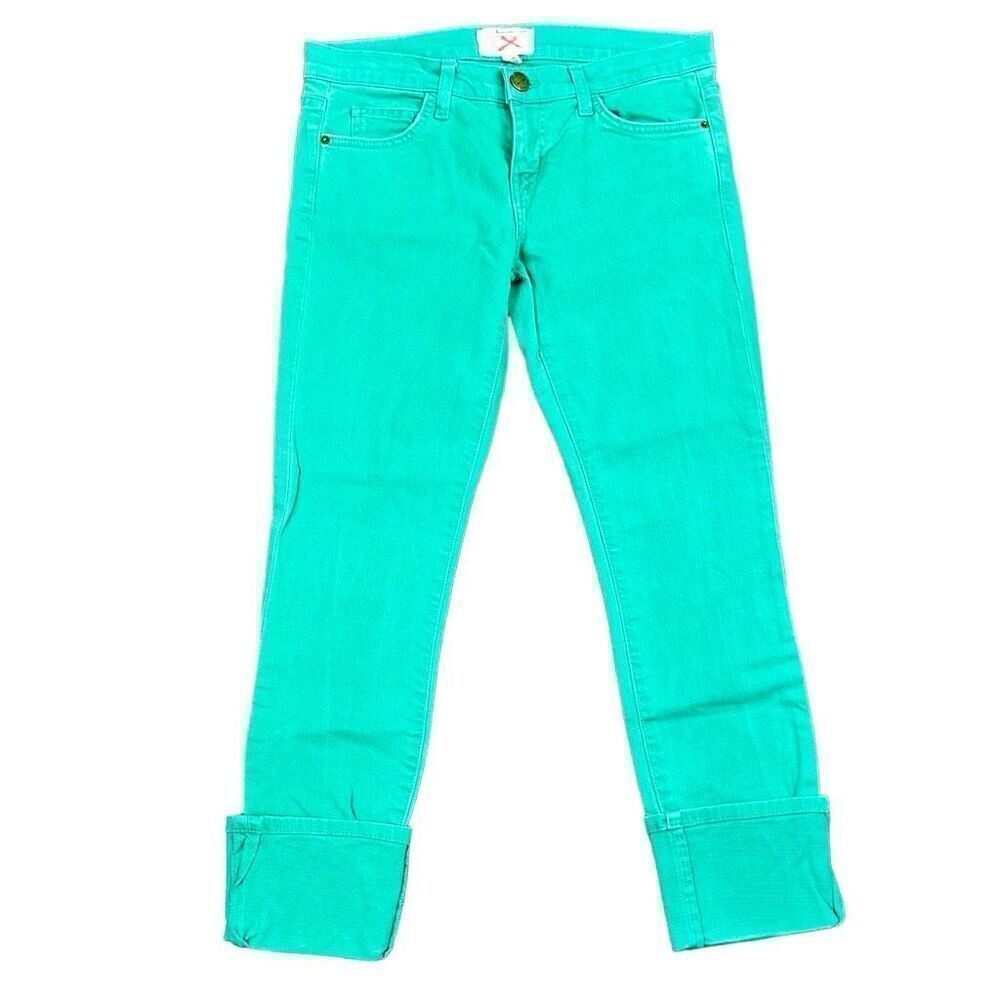 Current/Elliott Green Cuffed Cropped Stretch Jeans 27